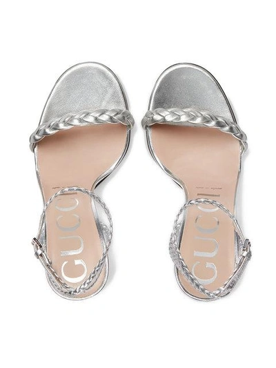 Shop Gucci Braided Metallic Leather Sandals