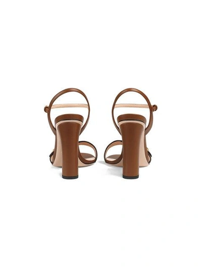 Shop Gucci Leather Double G Sandals - Brown