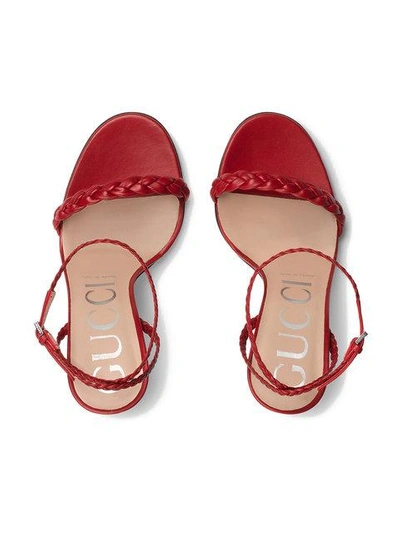 Shop Gucci Braided Leather Sandal In Red