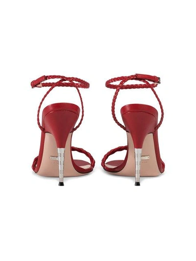 Shop Gucci Braided Leather Sandal In Red