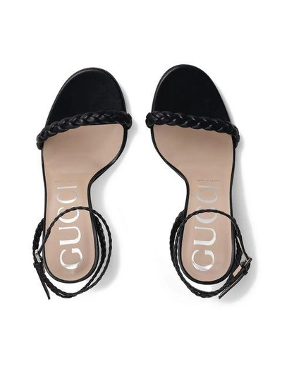 Shop Gucci Braided Leather Sandals In Black