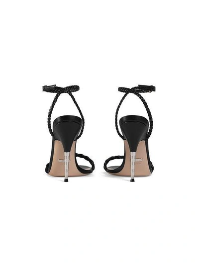 Shop Gucci Braided Leather Sandals In Black