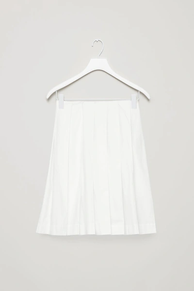 Shop Cos Pleated Cotton-poplin Skirt In White