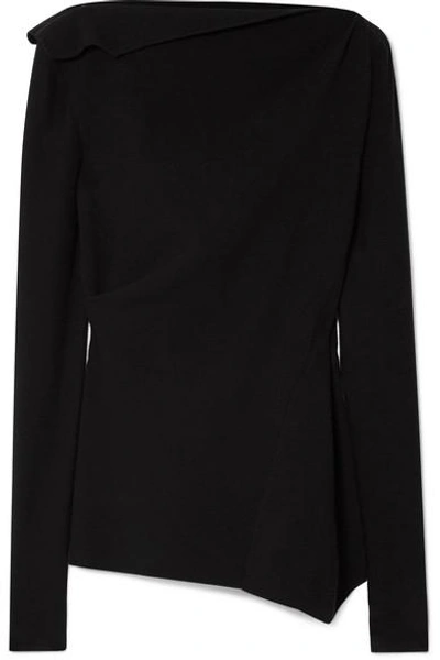 Shop Narciso Rodriguez Asymmetric Stretch-knit Top In Black