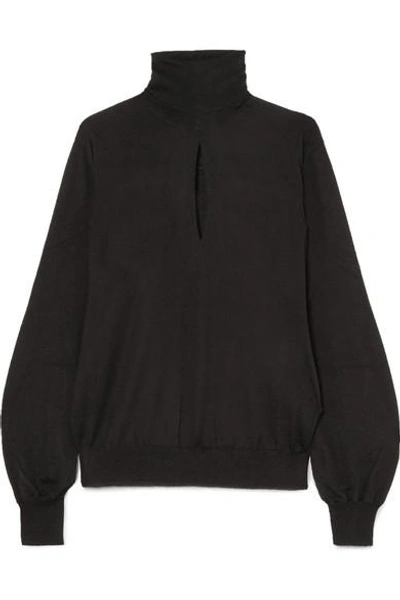 Shop Tom Ford Cutout Cashmere And Silk-blend Turtleneck Sweater In Black