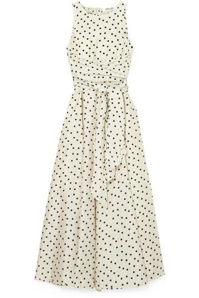 Shop Diane Von Furstenberg Polka-dot Silk Maxi Dress In Cream