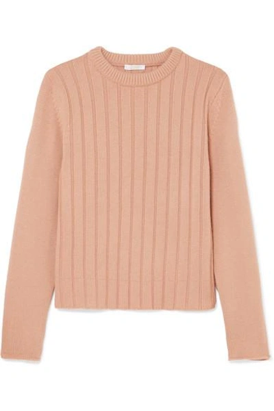 Shop Chloé Ribbed Cashmere Sweater In Peach