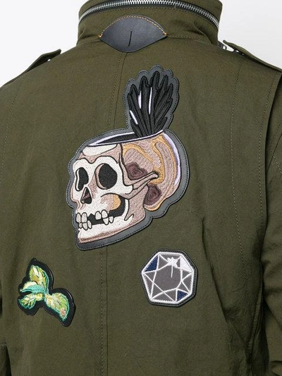Shop Coach X Disney Skull M65 Jacket In Green