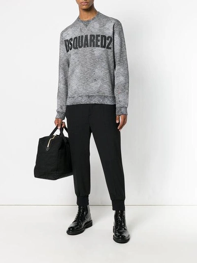 Shop Dsquared2 Sweatshirt Mit Logo-print In Grey