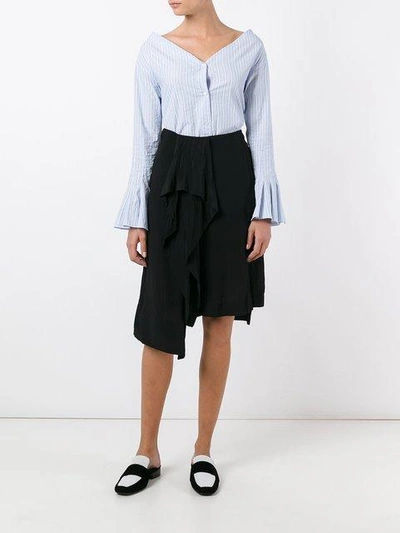 Shop Loewe Asymmetric Midi Skirt In Black