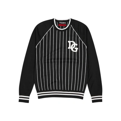 Shop Dolce & Gabbana Black Logo-appliquéd Wool Jumper