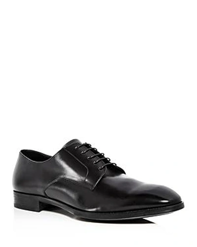 Shop Armani Collezioni Men's Leather Plain Toe Oxfords In Black