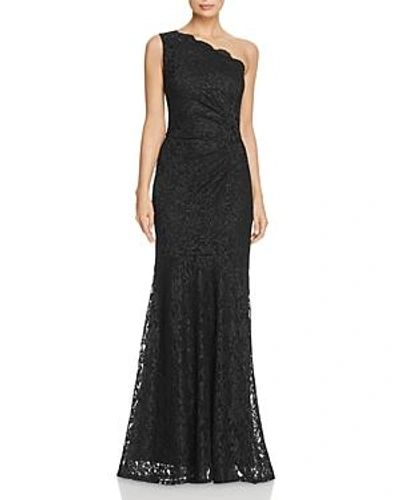 Shop Decode 1.8 One-shoulder Lace Gown In Black