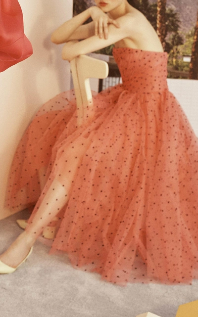 Shop Carolina Herrera Strapless Tulle A-line Dress In Pink