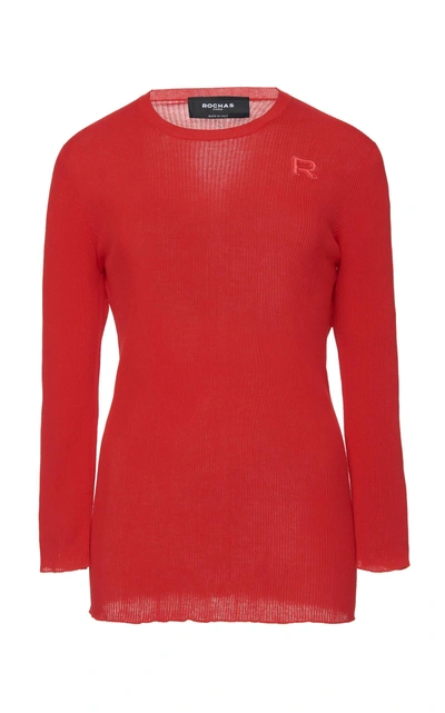 Shop Rochas Long Sleeve Knit Top In Red