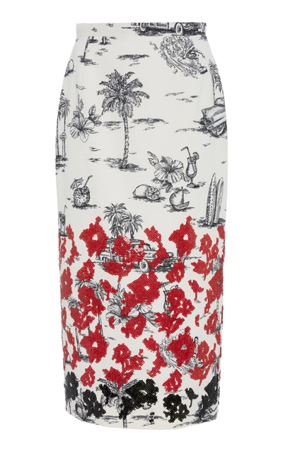 Shop N°21 Printed Tropical Pencil Skirt In White