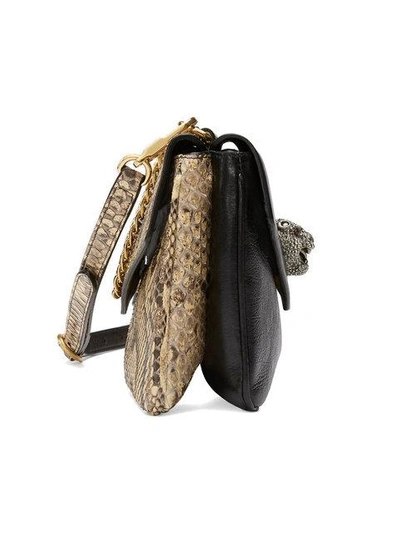 Shop Gucci Python Medium Double Shoulder Bag - Black