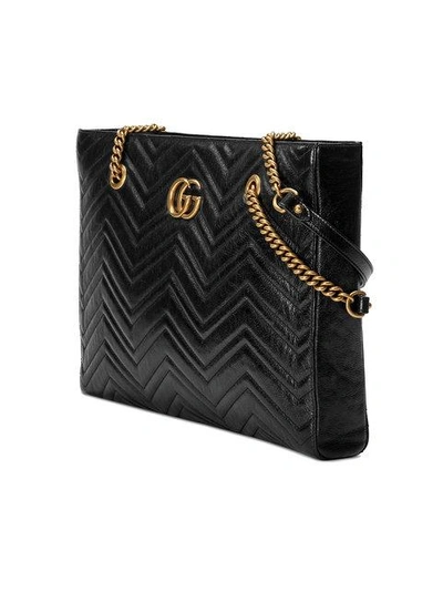 Shop Gucci Gg Marmont Matelassé Medium Tote In Black