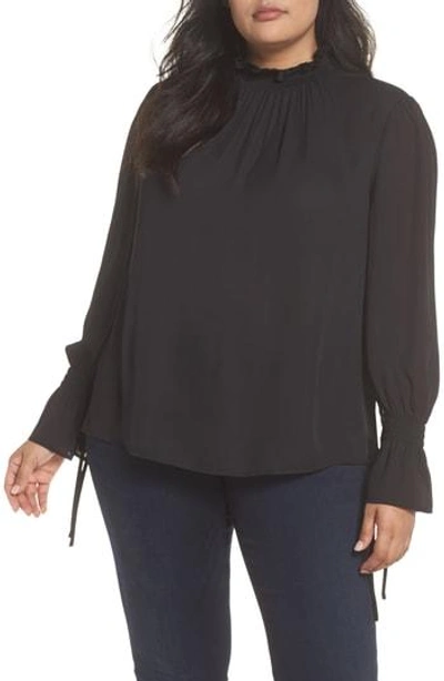 Shop Vince Camuto Flare Tie Cuff Blouse In Rich Black