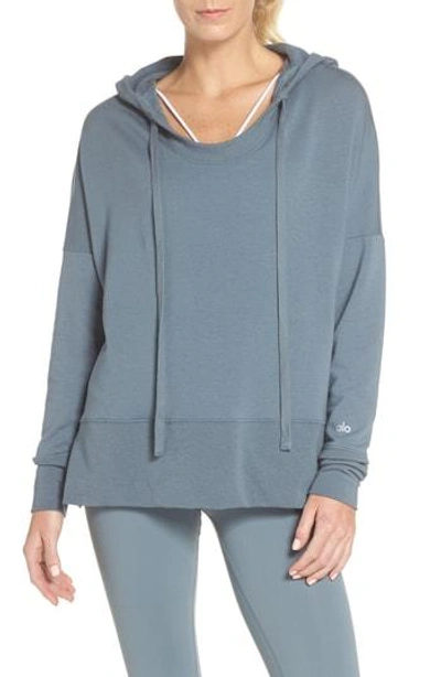 Shop Alo Yoga Fluid Tunic Hoodie In Concrete