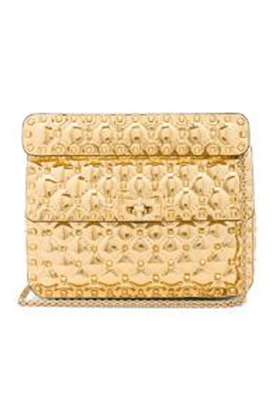 Shop Valentino Medium Metallic Rockstud Spike Shoulder Bag In Gold