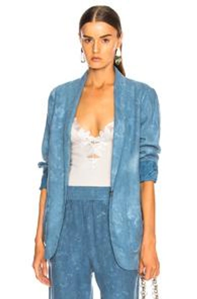 Shop Raquel Allegra Reversible Shawl Blazer In Blue