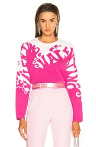 Shop Valentino Logo Waves Sweater In Pink Orchid & Ivory