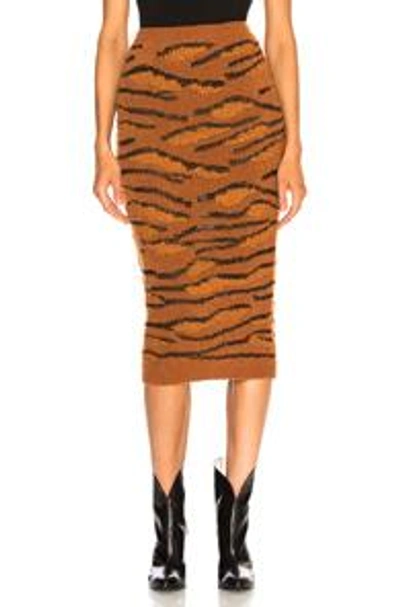 Shop Stella Mccartney Tiger Print Midi Skirt In Animal Print,orange