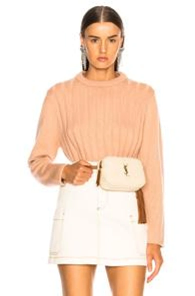 Shop Chloé Chloe Iconic Cashmere Crewneck Sweater In Neutrals,pink In Delicate Pink