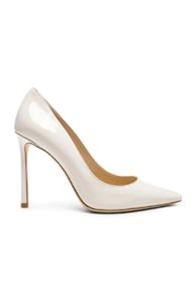 Shop Jimmy Choo Romy 100 Patent Leather Heels In Neutral In Chalk