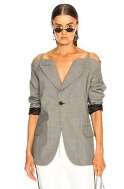 Cold Shoulder Check Blazer