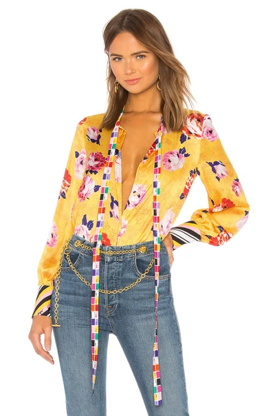 Shop Msgm Satin Blouse In Yellow