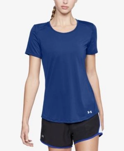 Shop Under Armour Speed Stride Top In Formation Blue / Oxford Blue / Reflective