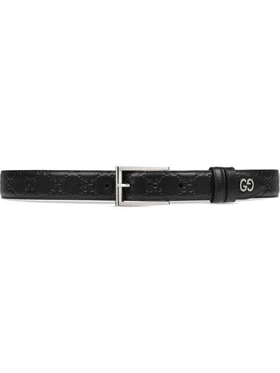 Shop Gucci Reversible  Signature Belt In Black