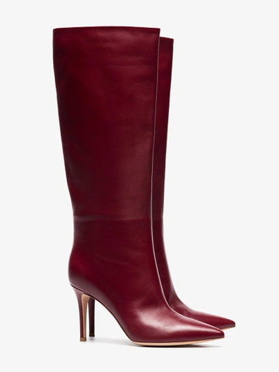 Shop Gianvito Rossi Burgundy Suzan 85 Leather Slouch Boots In Red