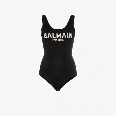 Shop Balmain Logo Intarsia Body In Black