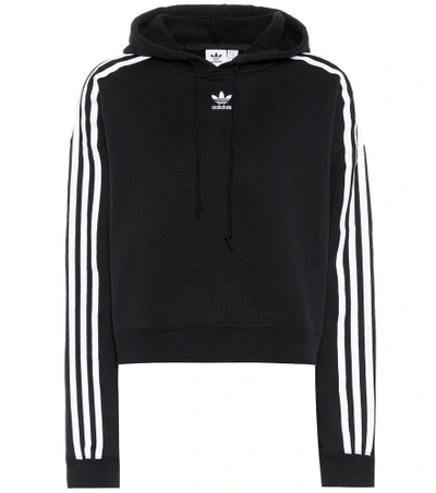 Shop Adidas Originals Hooded Cotton Sweatshirt In Black
