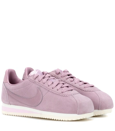 Shop Nike Classic Cortez Suede Sneakers In Purple