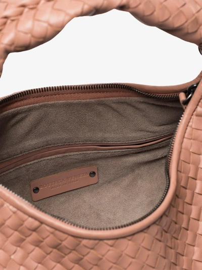 Shop Bottega Veneta Pink Veneta Hobo Leather Shoulder Bag In Nude&neutrals