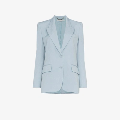 Shop Stella Mccartney Single Breasted Wool Blazer Jacket In Blue