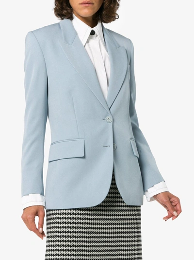 Shop Stella Mccartney Single Breasted Wool Blazer Jacket In Blue