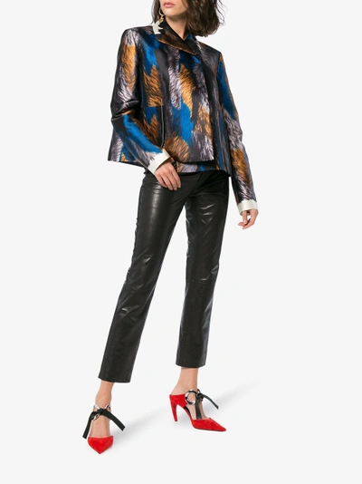 Shop Marni Printed Cropped Silk Jacket In Multicolour