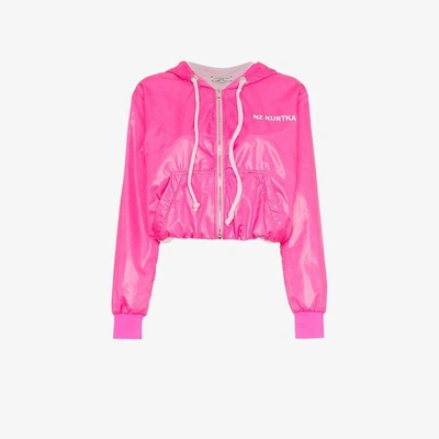 Shop Natasha Zinko Pink Nylon Zip Front Jacket In Pink/purple