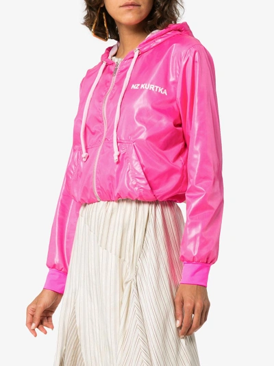 Shop Natasha Zinko Pink Nylon Zip Front Jacket In Pink/purple