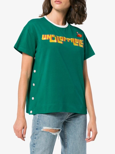 Shop Mira Mikati Unstoppable Embroidered Cotton T Shirt In Green