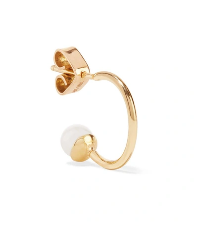 Shop Ana Khouri Mirian 18-karat Gold Pearl Hoop Earring