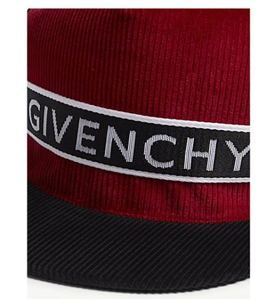Shop Givenchy Tape Logo Corduroy Cap In Red Black