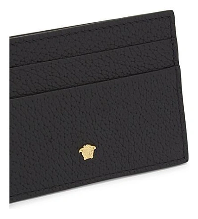 Shop Versace Mini Medusa Grained Leather Card Holder In Black Gold