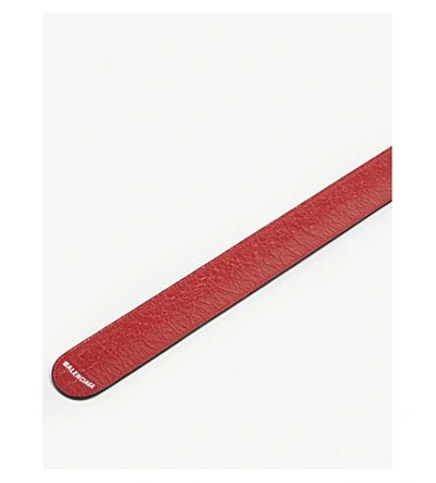Shop Balenciaga Leather Snap Bracelet In Red