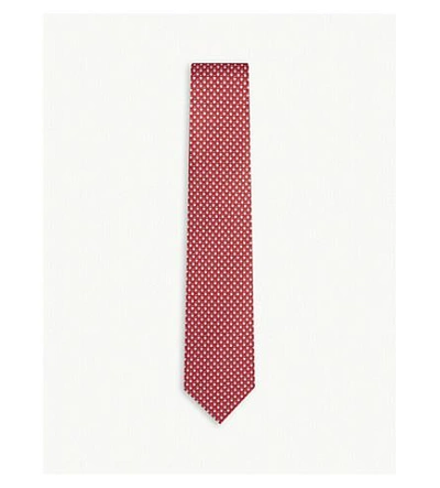 Shop Ferragamo Ladybird Print Silk Tie In Red